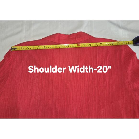 Saint Germain Paris Red Blouse Top XL Crinkled Gauze Lagenlook VTG 90s Button Up - Picture 13 of 16